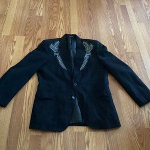 Elegant Black Embroidered Men's Blazer